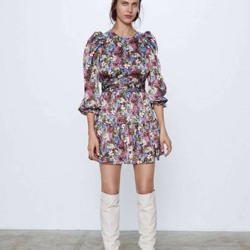 NWT ZARA Floral Mini Dress Sz S